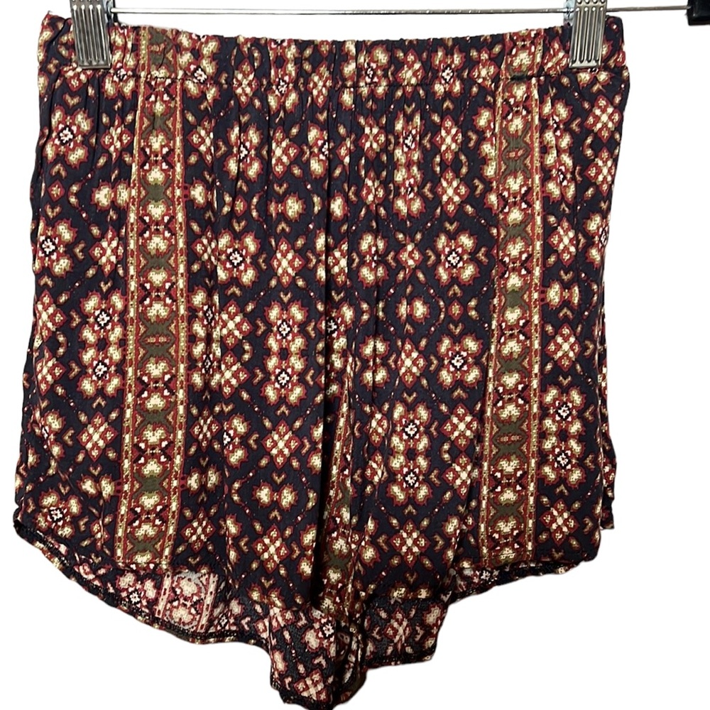 Brandy Melville Navy and Brown Tribal Printed Shorts. Size Small. - Picture 4 of 6